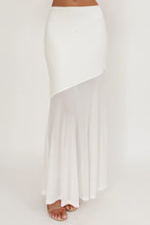Somewhere New Half Sheer Maxi Skirt White